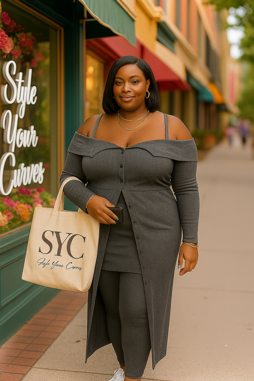 Plus Size Long Length Top & Skirt Leggings Set
