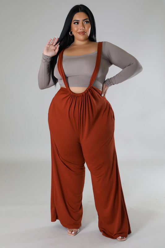 French Terry Wide Leg Jumpsuit Overalls