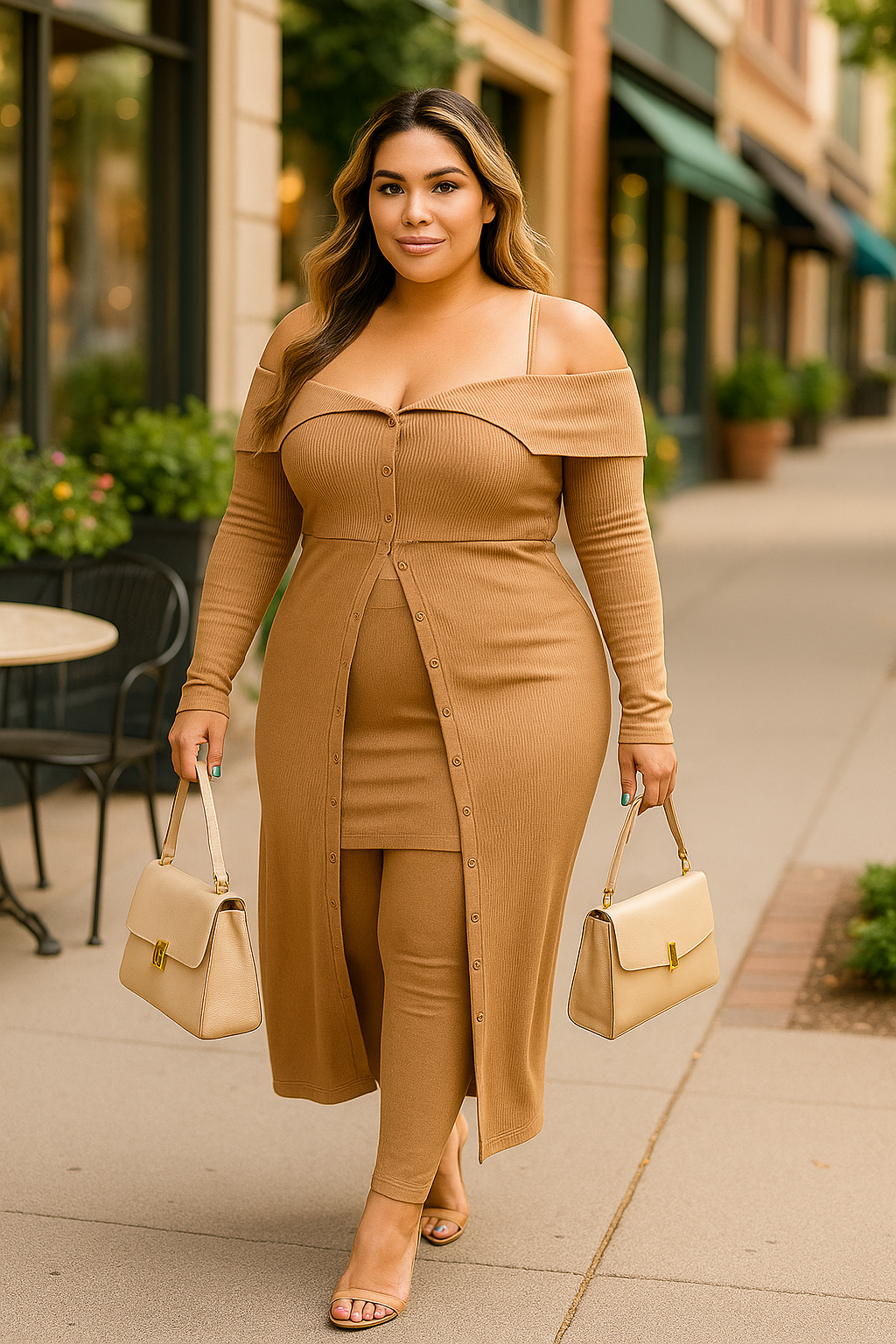 Plus Size Long Length Top & Skirt Leggings Set
