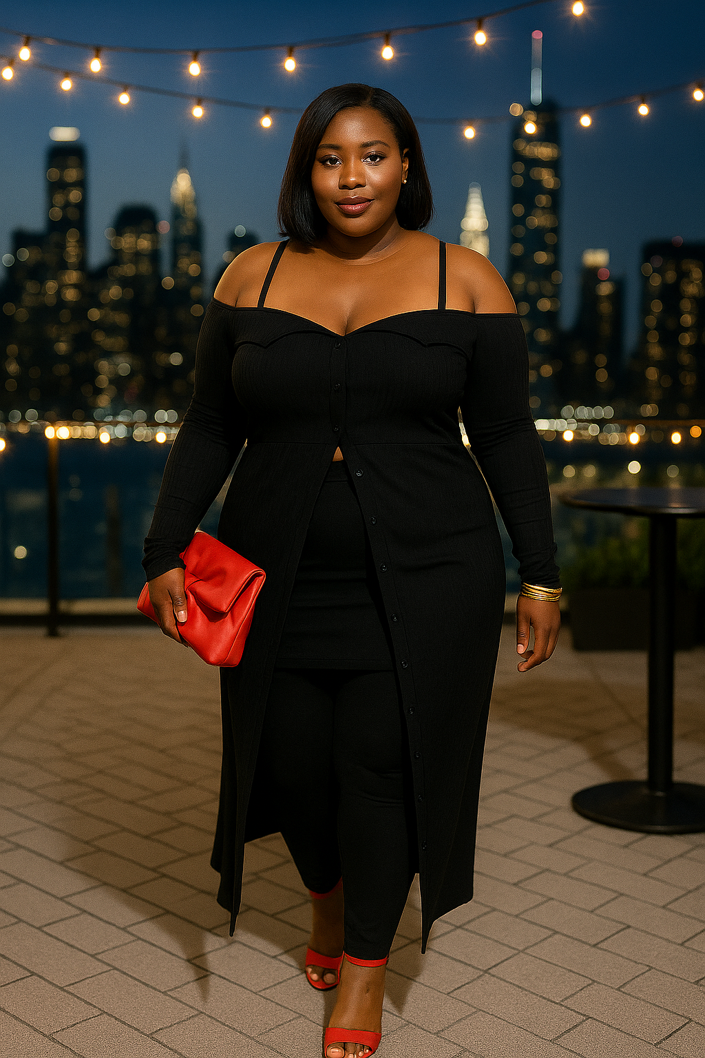 Plus Size Long Length Top & Skirt Leggings Set