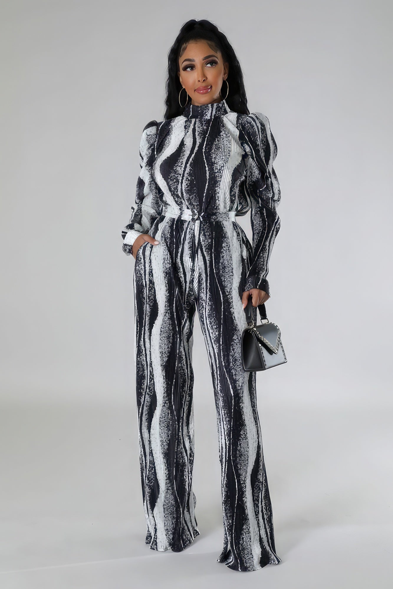 Non-stretch Two-piece Set | APPAREL, Black/White, CCPRODUCTS, RESTOCKED POPULAR ITEMS, SALE, SALE 10% OFF, SALE APPAREL, SETS | Style Your Curves