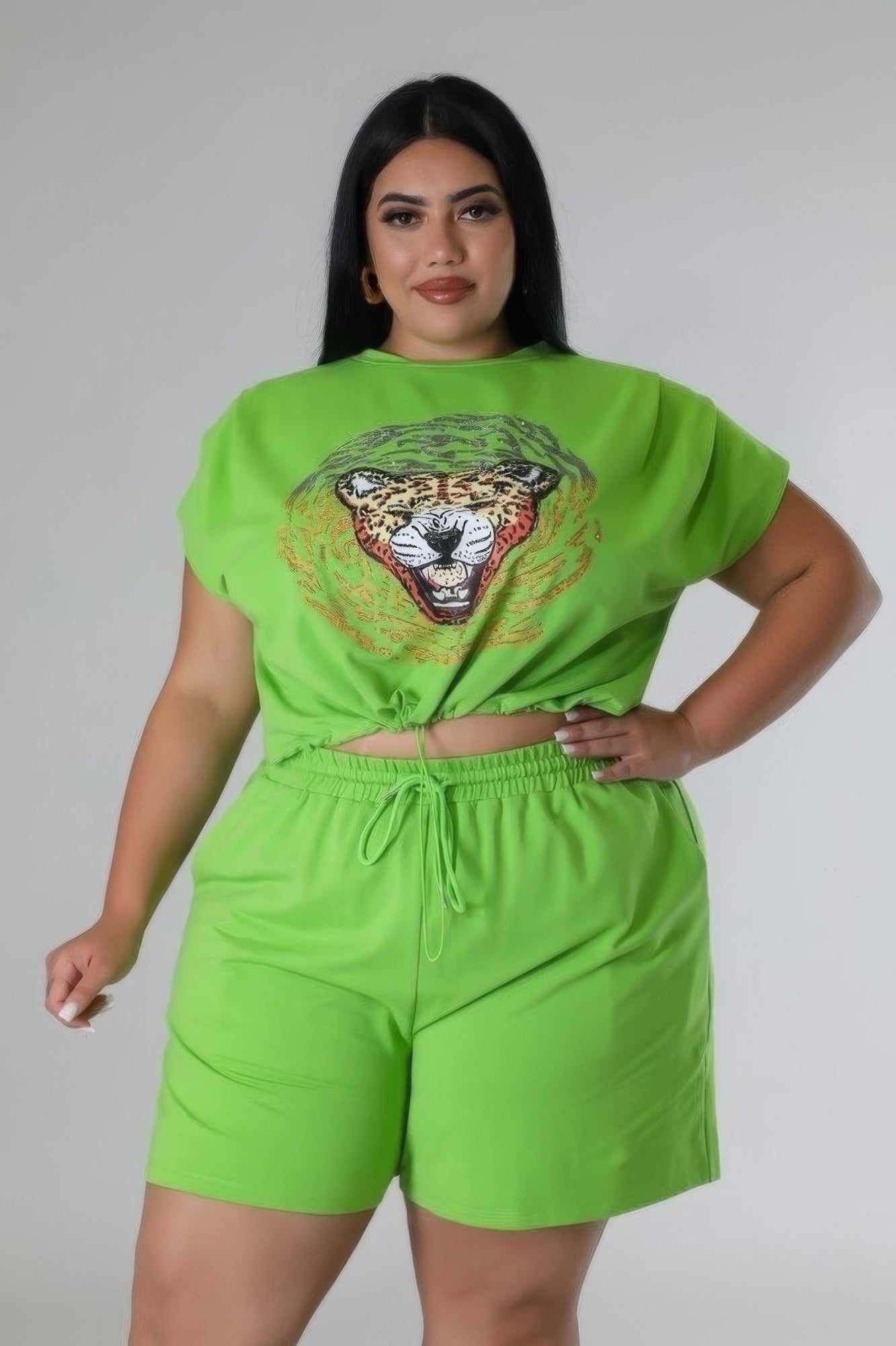Stretch Short Set | CCPRODUCTS, NEW ARRIVALS, Orange, PLUS SIZE, PLUS SIZE SETS | Style Your Curves