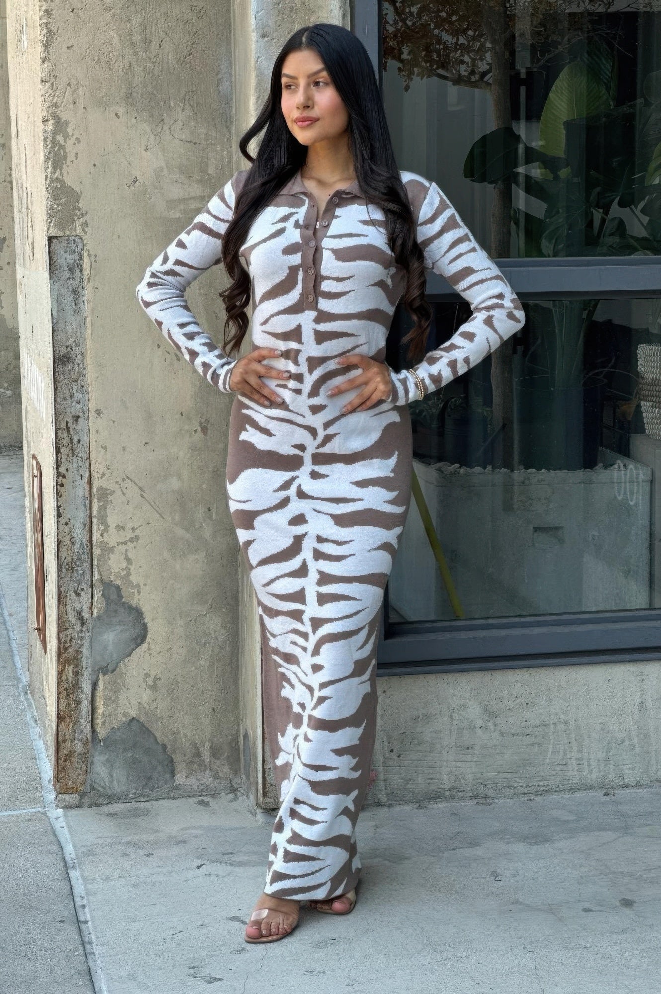 Animal Print Sweater Dress S