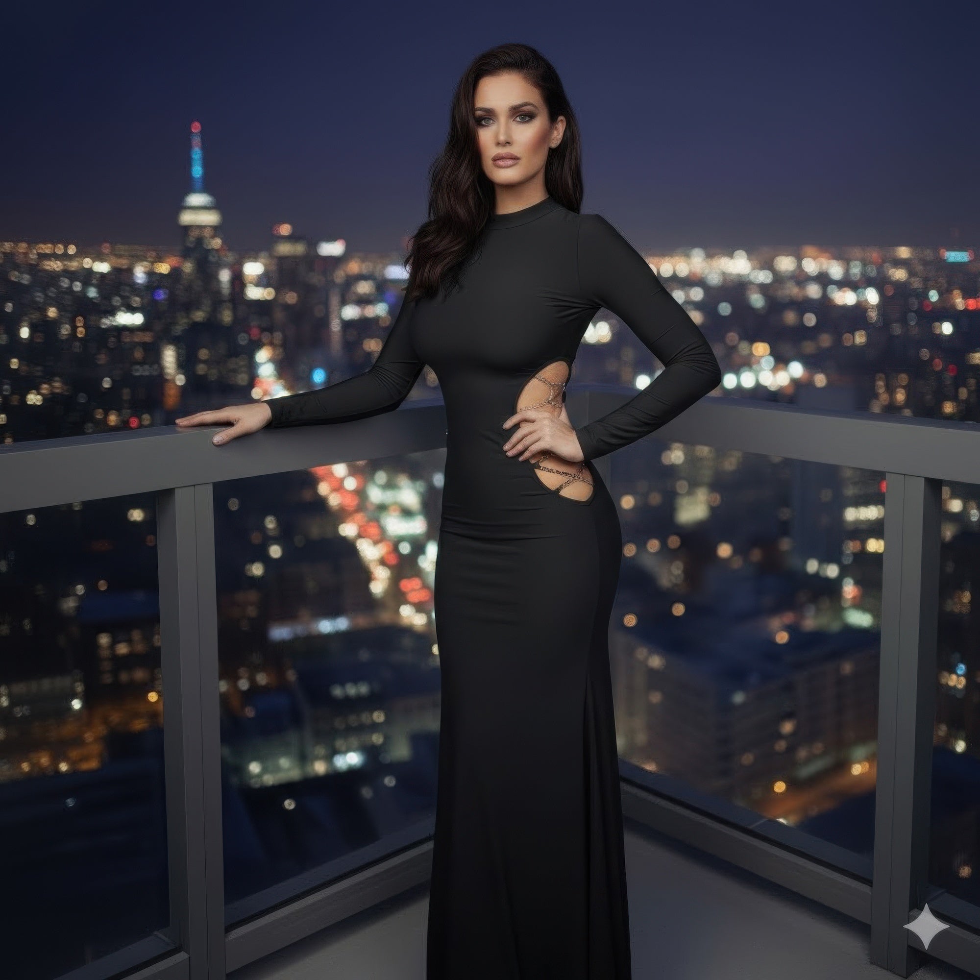 Long Sleeve, High Neck Design Chanel Chain Detail – Style Your Curves