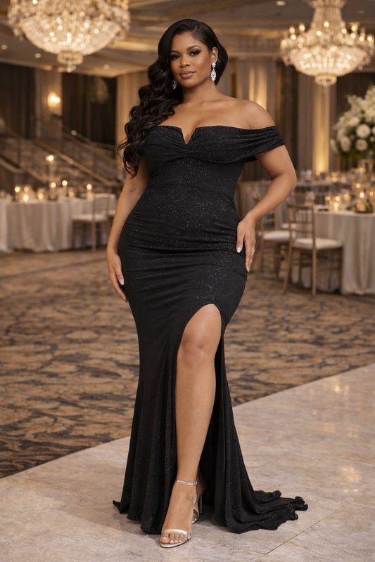 Plus Off Shoulder Party Maxi Dress