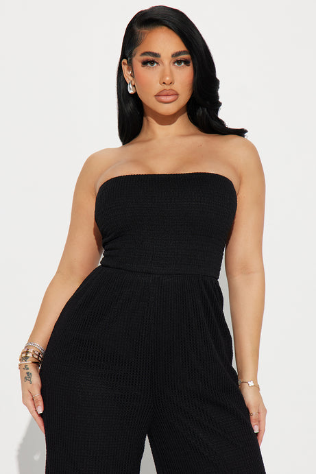 Crinkle Knit Tube Jumpsuit