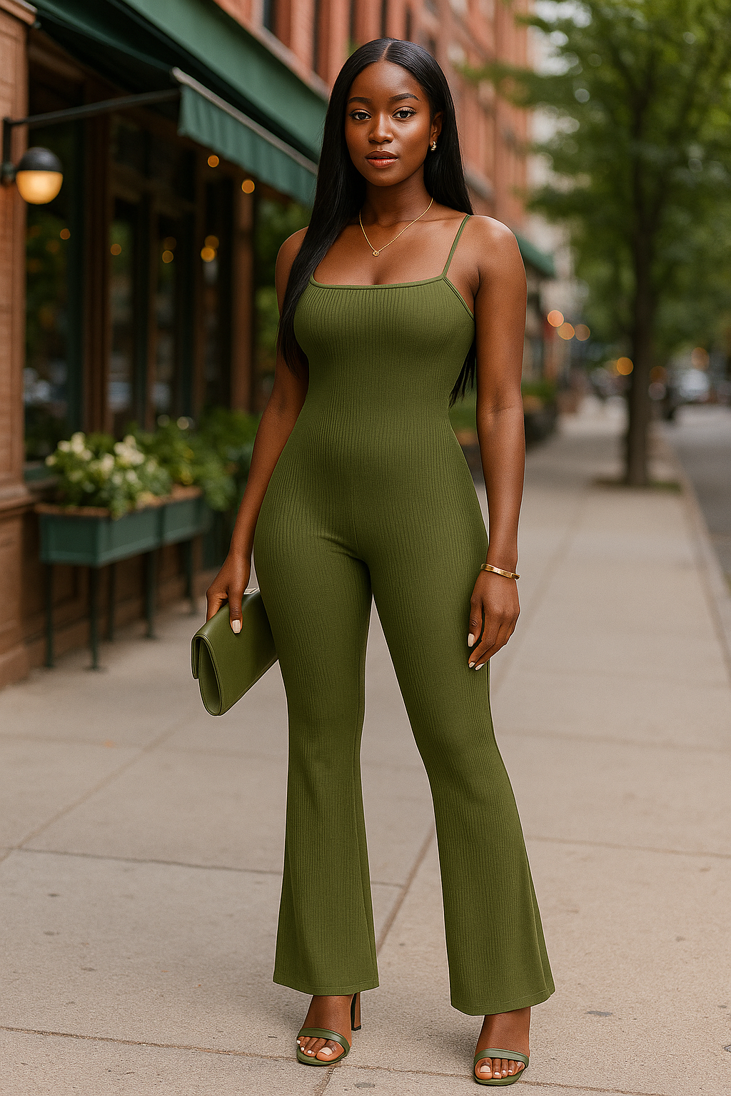 Ribbed sleeveless wide leg jumpsuit