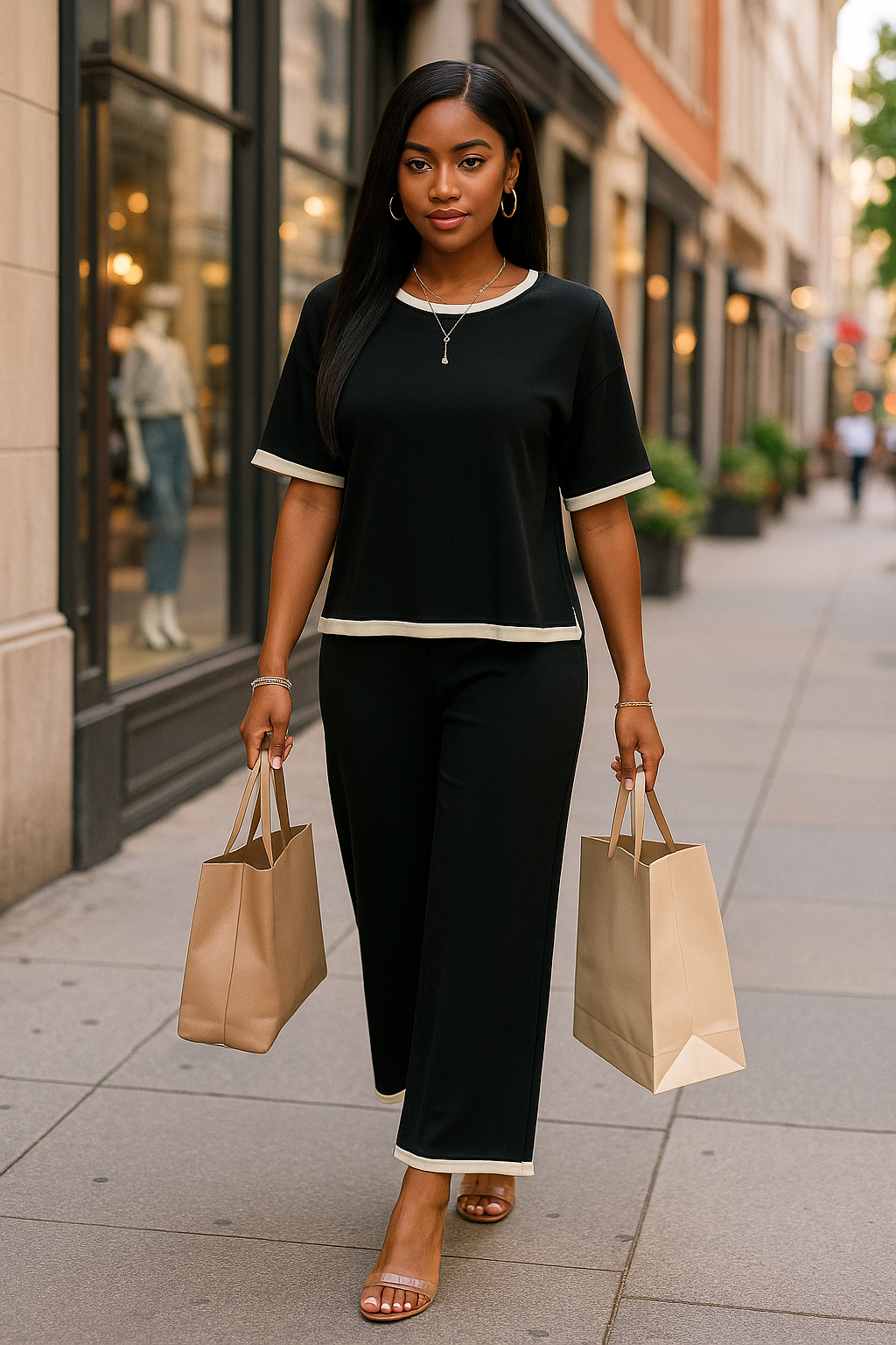 Two Pieces Outfits Knit Short Sleeve Wide Leg Loun