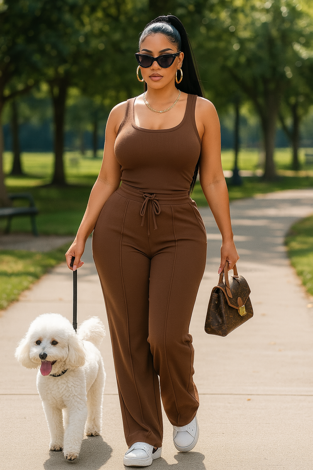 Ribbed Tank Top And Pant Set