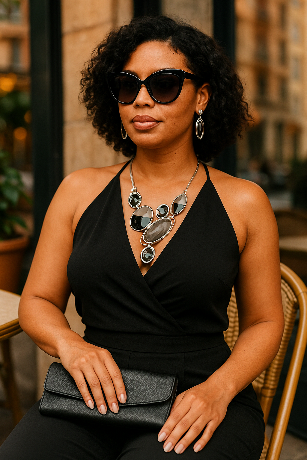 Natural Gem Oval Cluster Bib Necklace Set