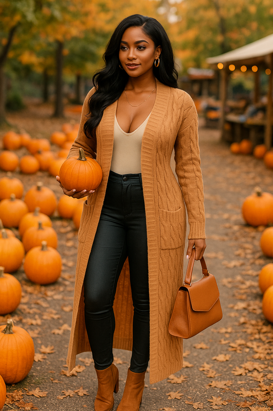 Cable Sweater Long Cardigan