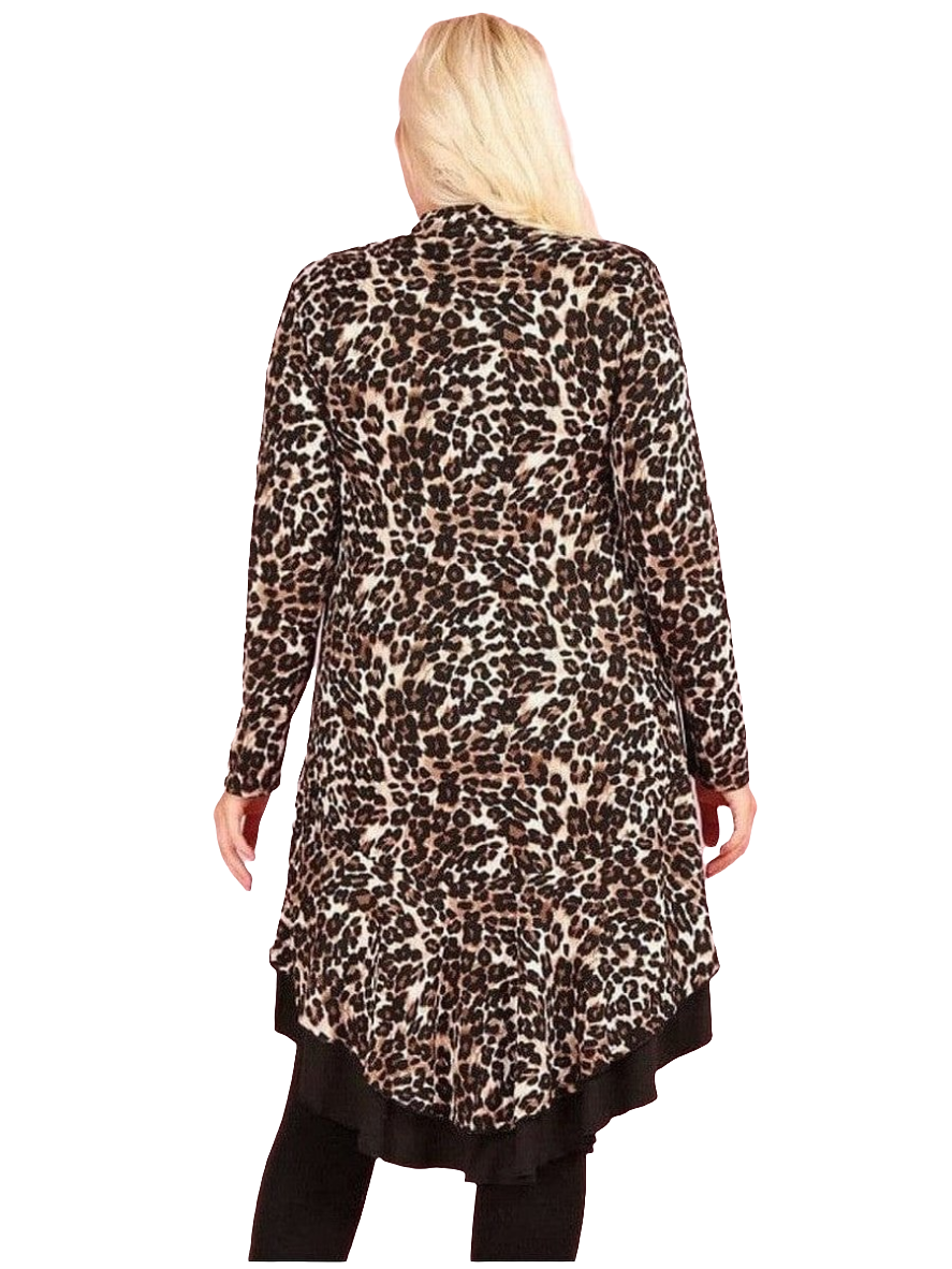 Plus Size Leopard Print Hi Low Cardigan
