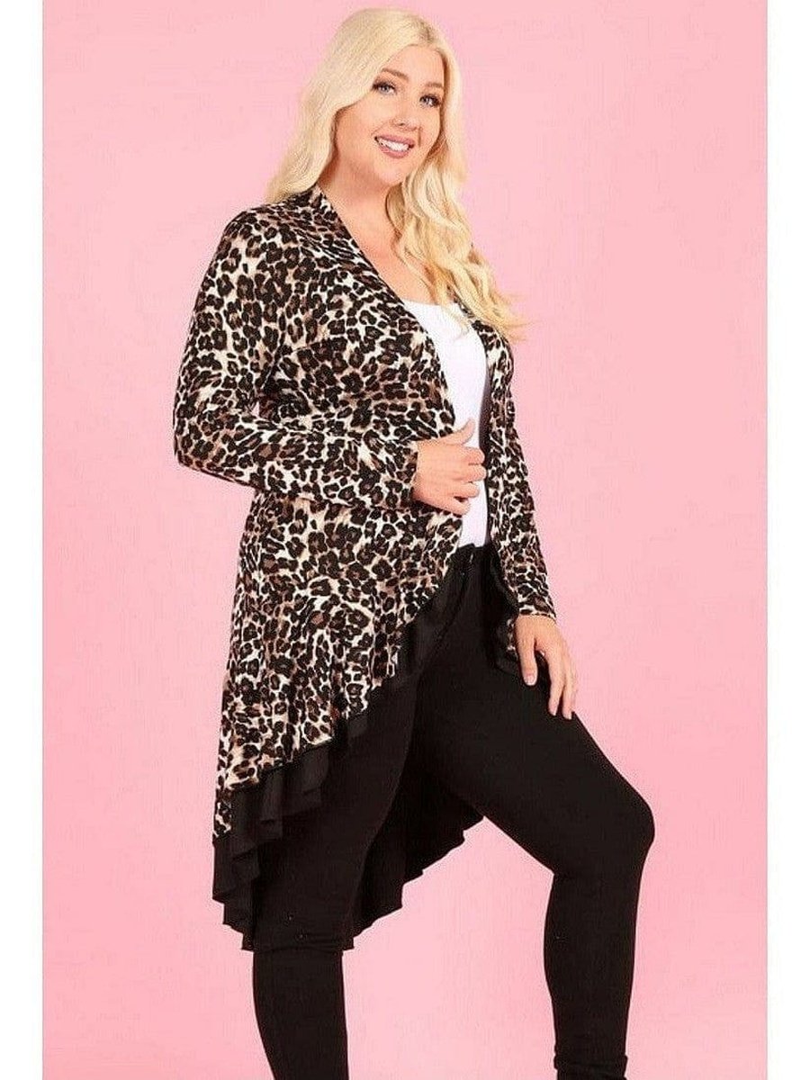 Plus Size Leopard Print Hi Low Cardigan animal print, Cardigan, NEW ARRIVALS, PLUS, PLUS SIZE, PLUS SIZE OUTERWEAR Style Your Curves