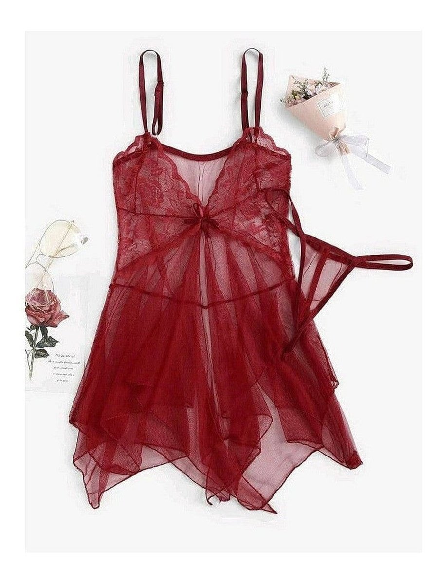 Plus Size Asymmetrical Hem Sheer Mesh Dress With Thong | NEW ARRIVALS, PLUS, plus lingerie, PLUS SIZE SETS, Plus Sizes, SALE | Style Your Curves
