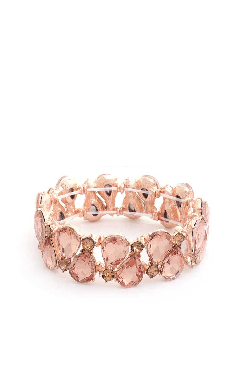 Teardrop Rhinestone Stretch Bracelet | Black, BRACELETS, Emerald, JEWELRY, Peach, Pink/Green, Red, Royal, SALE, SALE JEWELRY, Silver/Crystal, Taupe | Style Your Curves