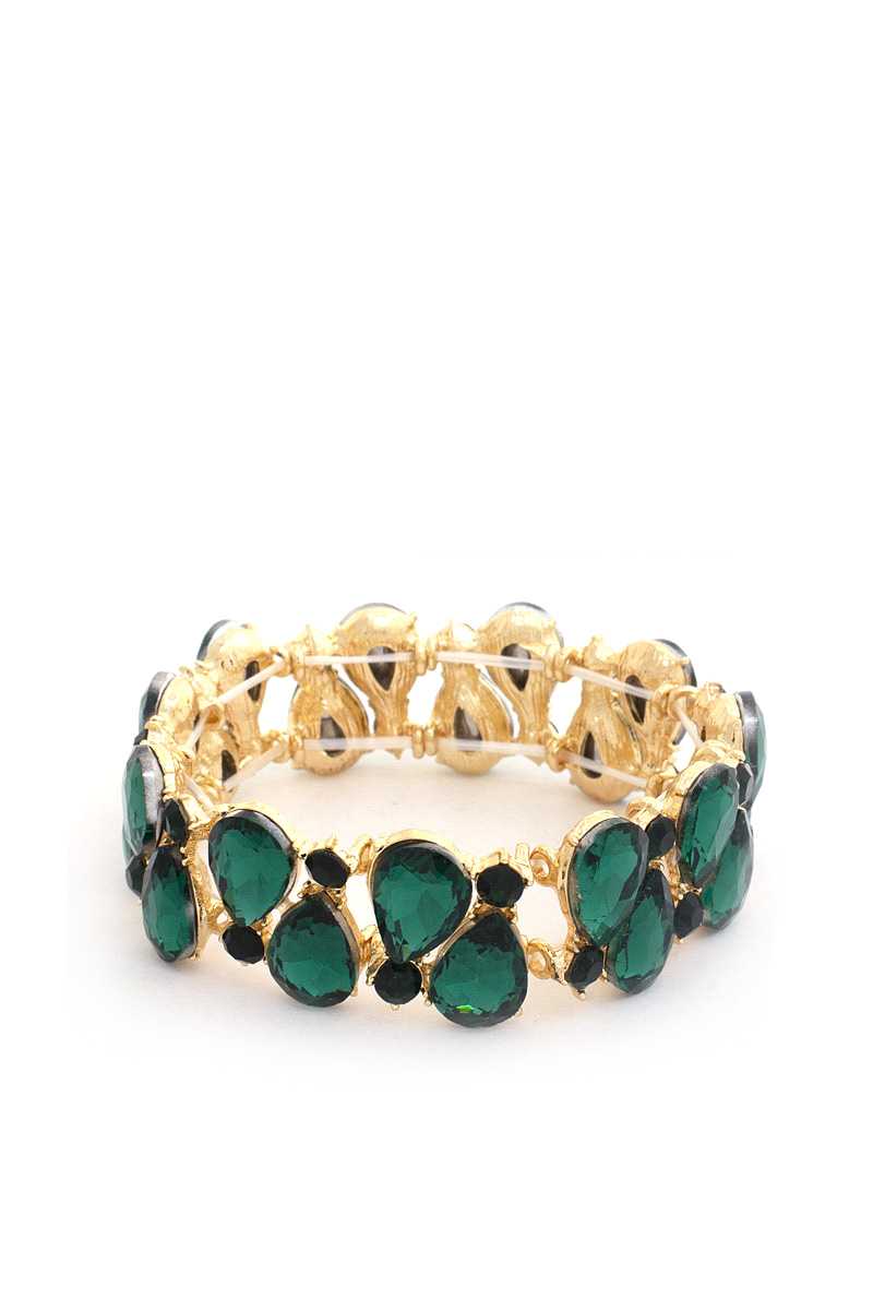Teardrop Rhinestone Stretch Bracelet | Black, BRACELETS, Emerald, JEWELRY, Peach, Pink/Green, Red, Royal, SALE, SALE JEWELRY, Silver/Crystal, Taupe | Style Your Curves