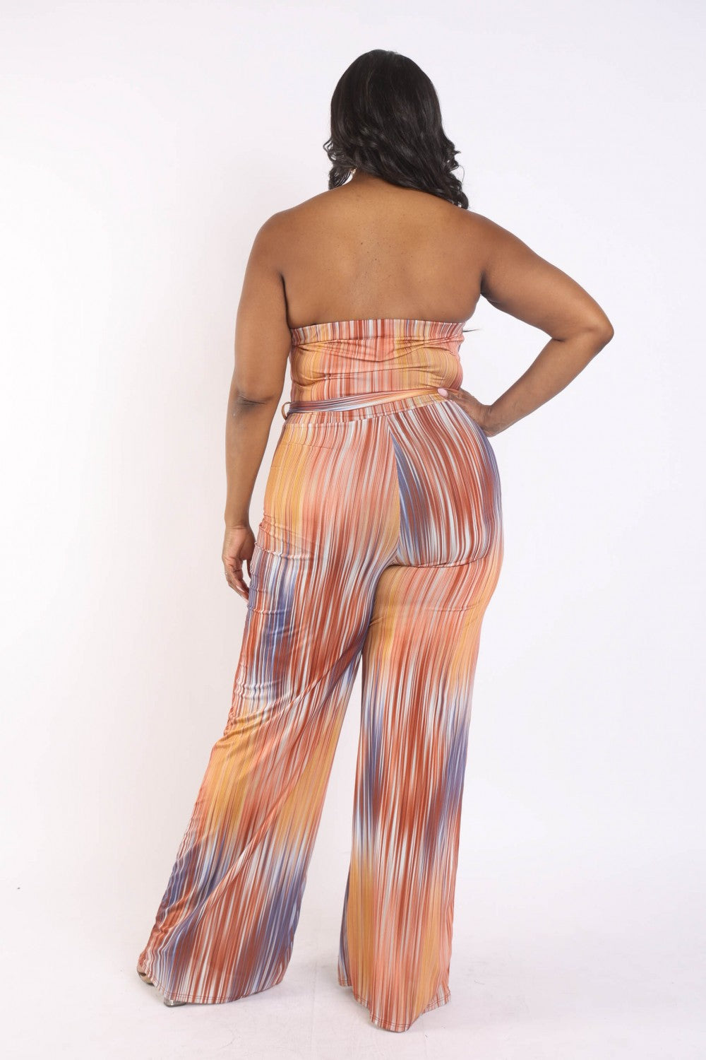 Printed Tube Jumpsuit With Self Belt | Blue, Orange, PLUS SIZE, PLUS SIZE JUMPSUITS & ROMPERS, SALE, SALE PLUS SIZE | Style Your Curves