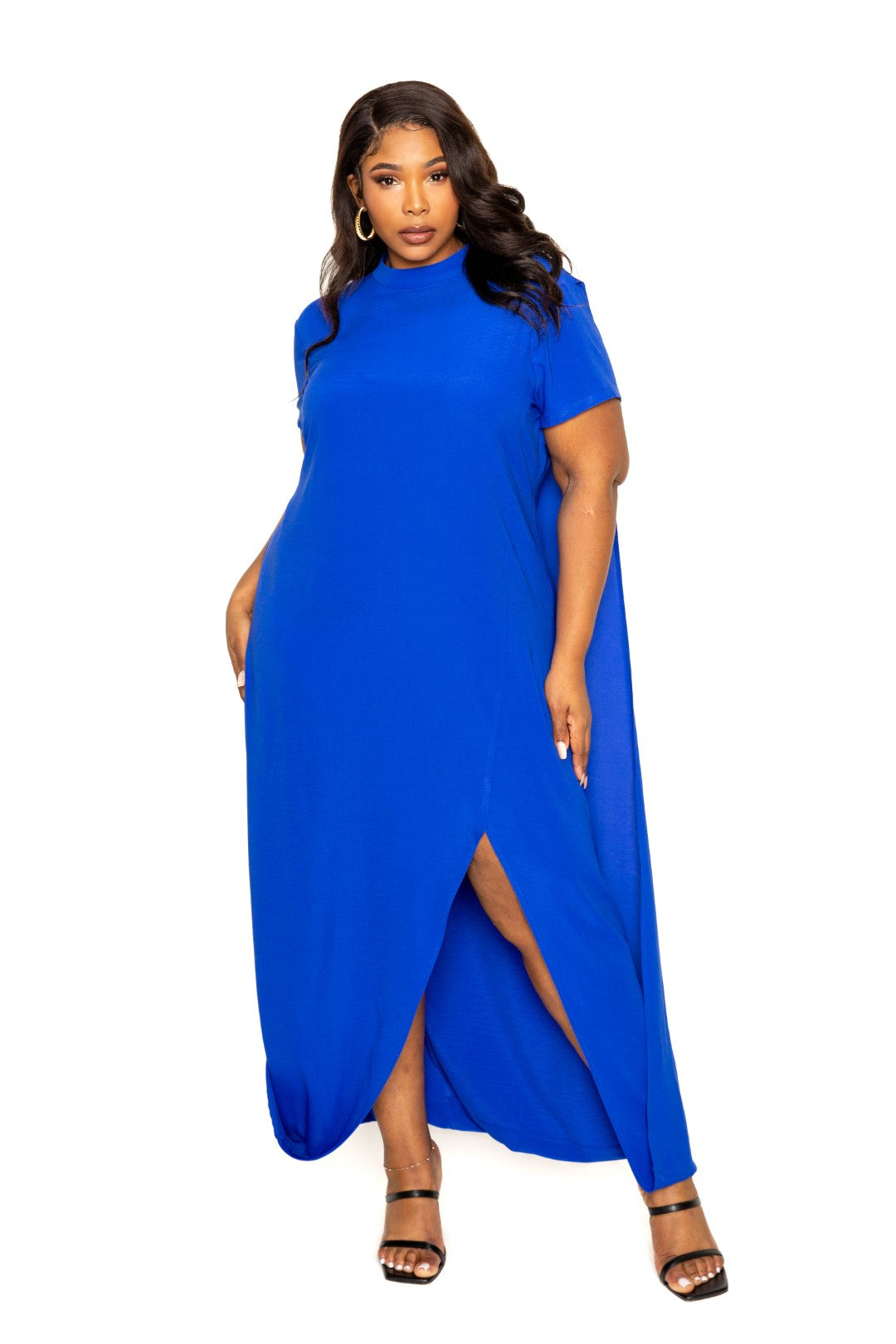 Mock neck back cape dress CCPRODUCTS, NEW ARRIVALS, PLUS SIZE, PLUS SIZE DRESSES Style Your Curves