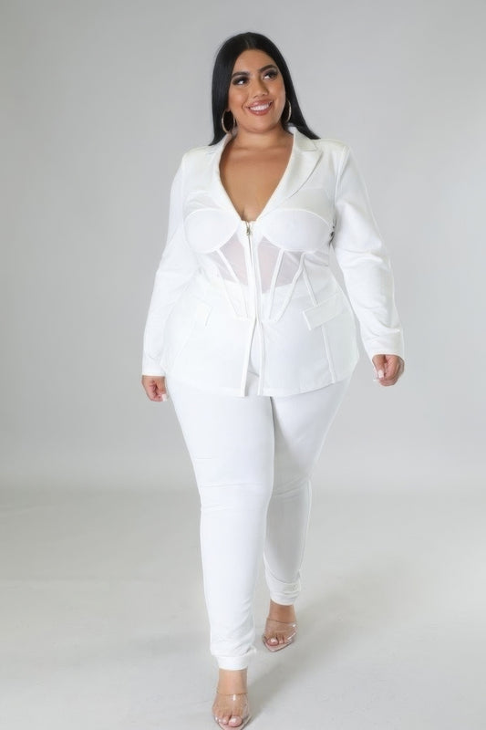 About My Business Set | Black, CCPRODUCTS, Ivory, NEW ARRIVALS, PLUS SIZE, PLUS SIZE SETS | Style Your Curves