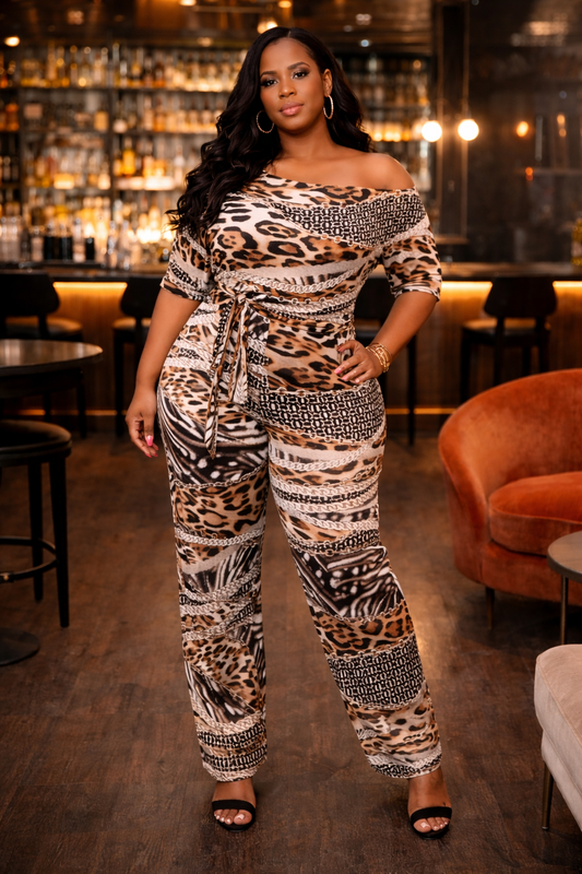 Wild Elegance Off-Shoulder Jumpsuit