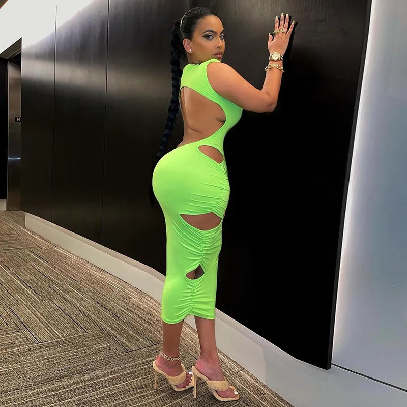 Side Stepping Plus Size Dress Lime / 2XL Side Stepping Plus Size Dress Lime / 2XL