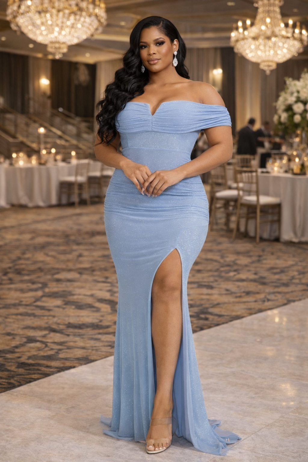 Plus Off Shoulder Party Maxi Dress