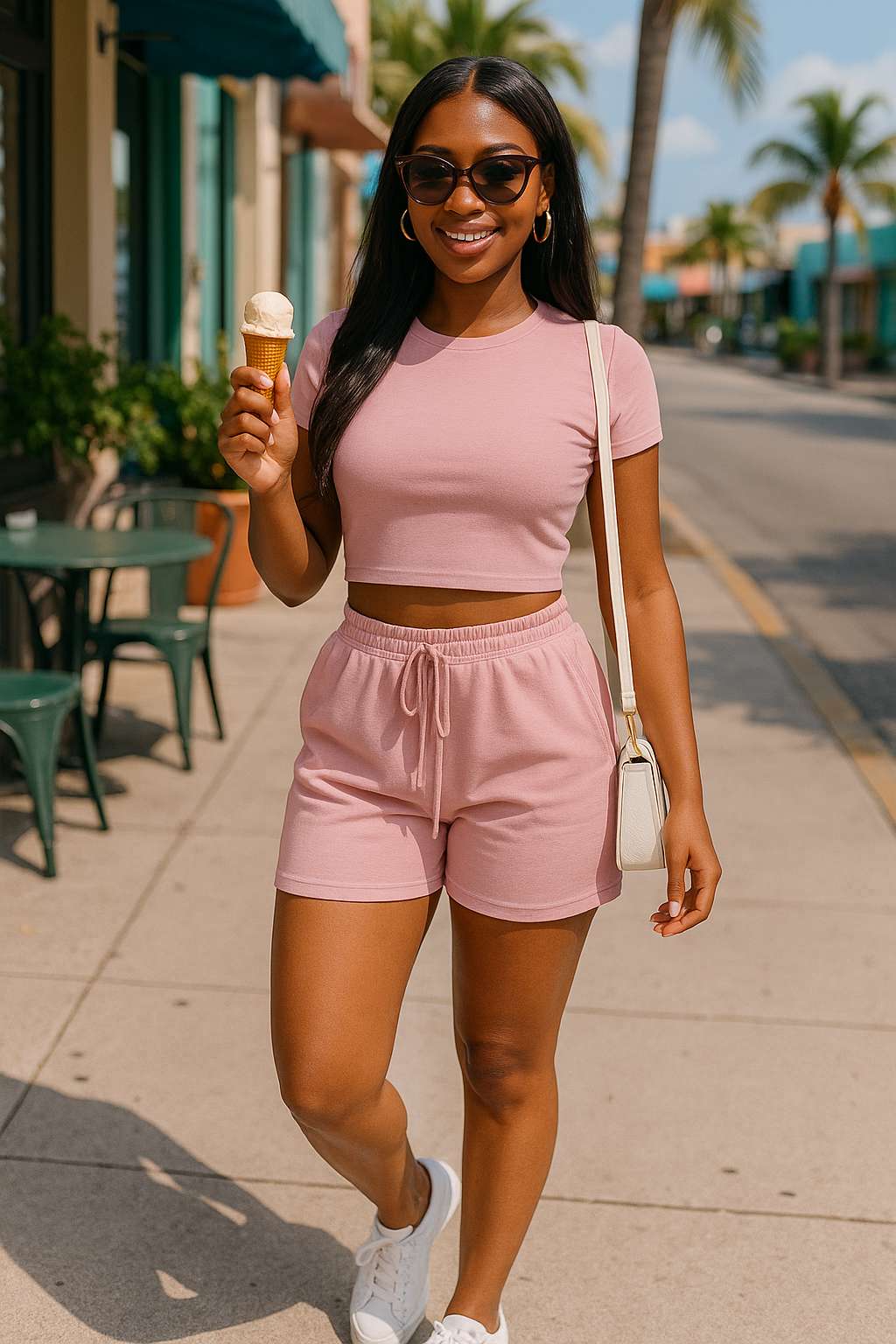 Fitted Crop Tee & Adjustable Drawstring Shorts Set