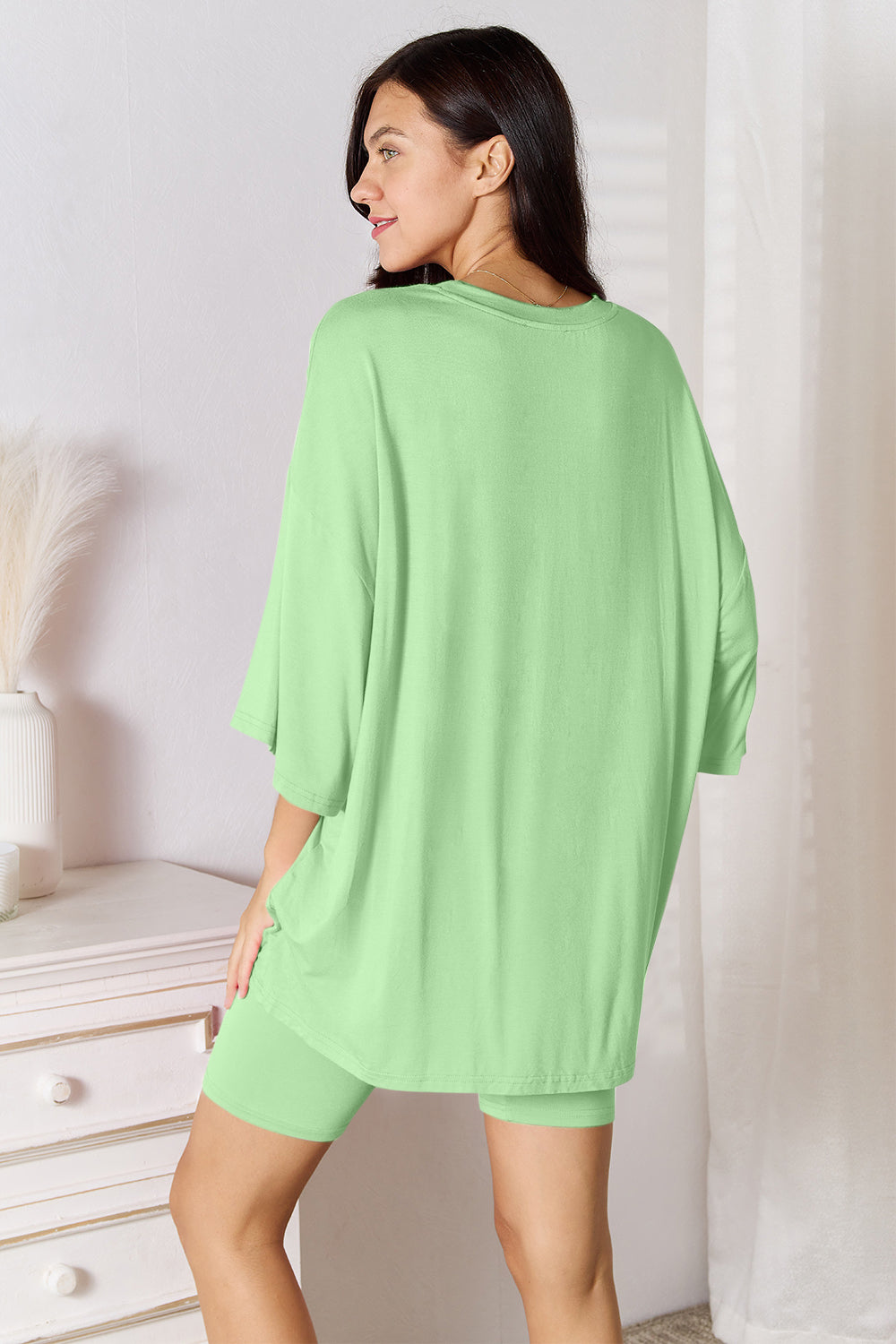 Basic Bae Full Size Three-Quarter Sleeve Top and Shorts Set
