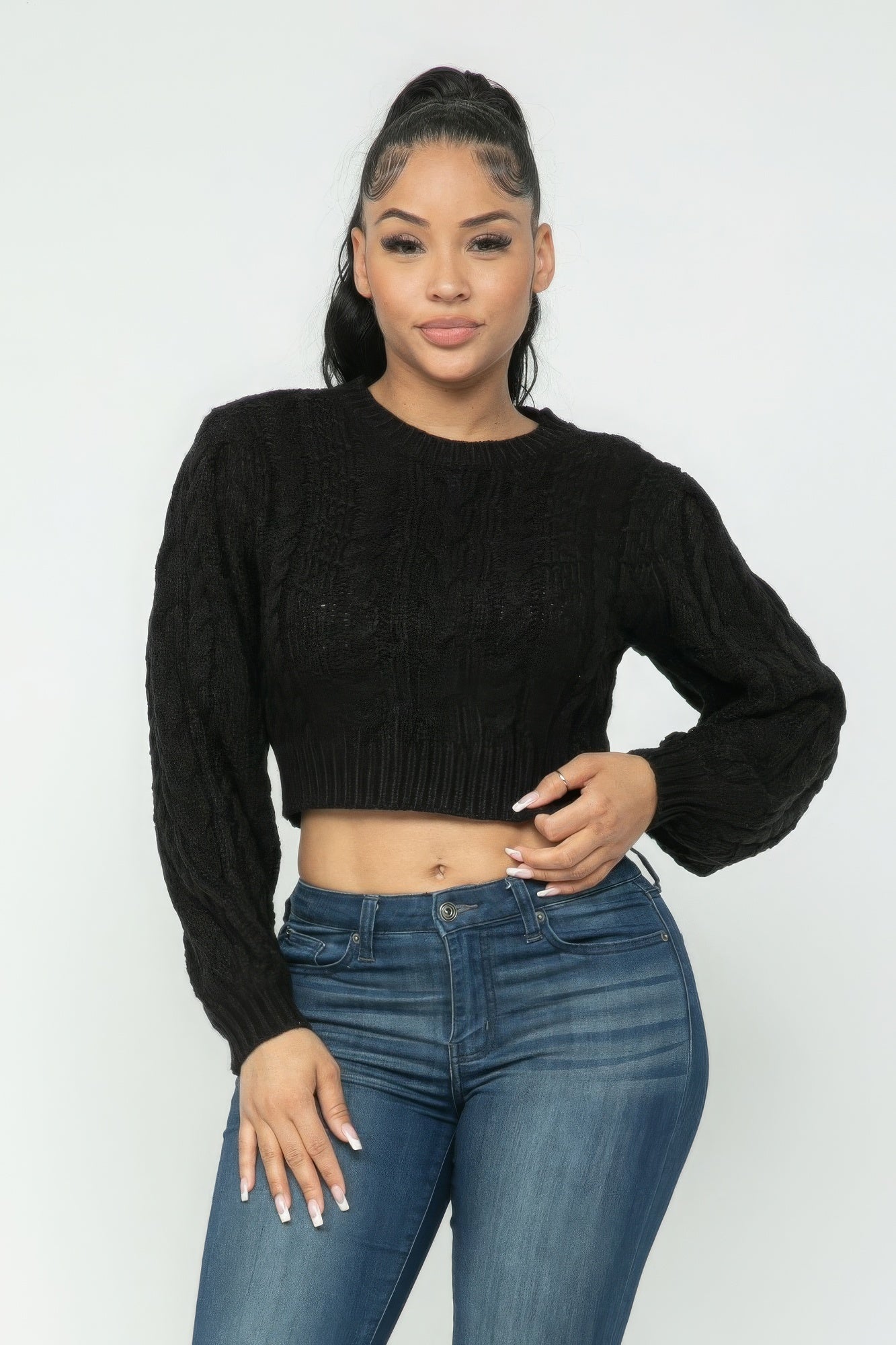 Cable Pullover Top | APPAREL, Black, CCPRODUCTS, Cream, Heather Grey, Mocha, SALE, SALE 50% OFF, SALE APPAREL, TOPS | Style Your Curves