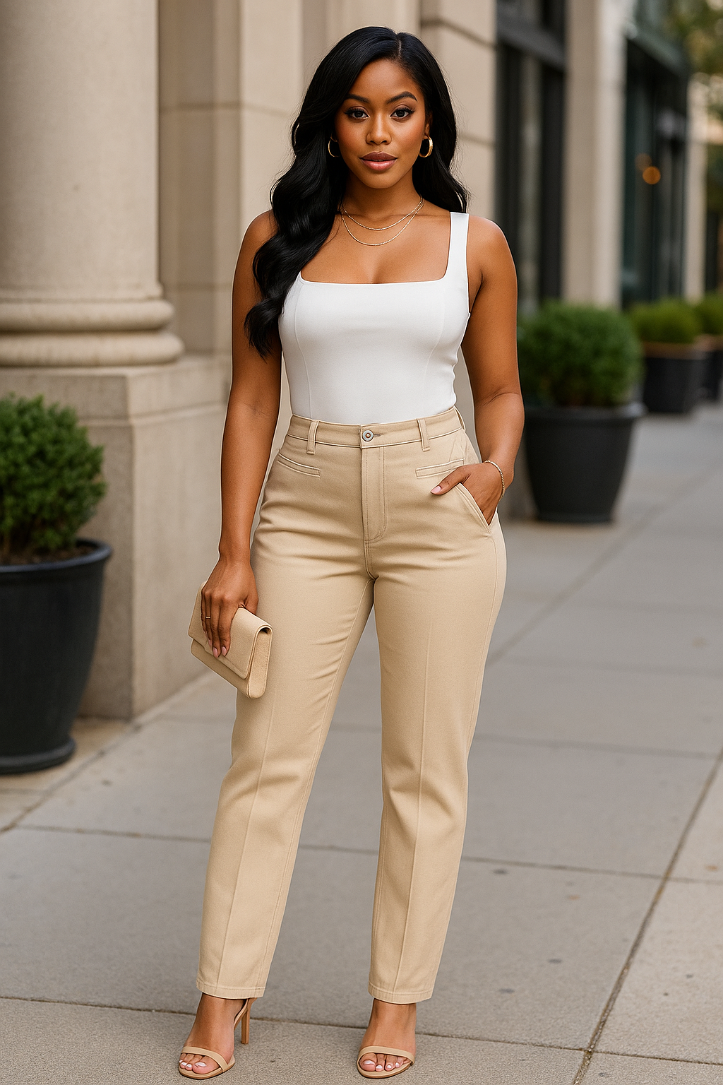 Panel Straight Cut Denim Jeans With Pockets