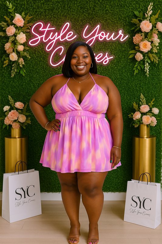 Crushed Chiffon Tiedye Smocked Waist