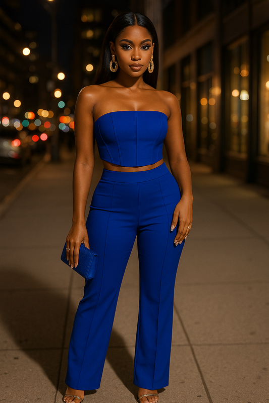 Strapless Corset Top & Flare Pants Set