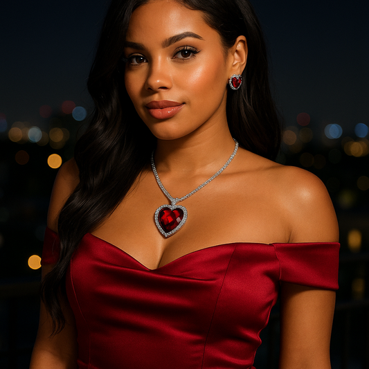 Valentine's Day Heart Gemstone Necklace Set