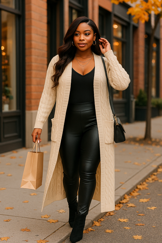 Cable Sweater Long Cardigan