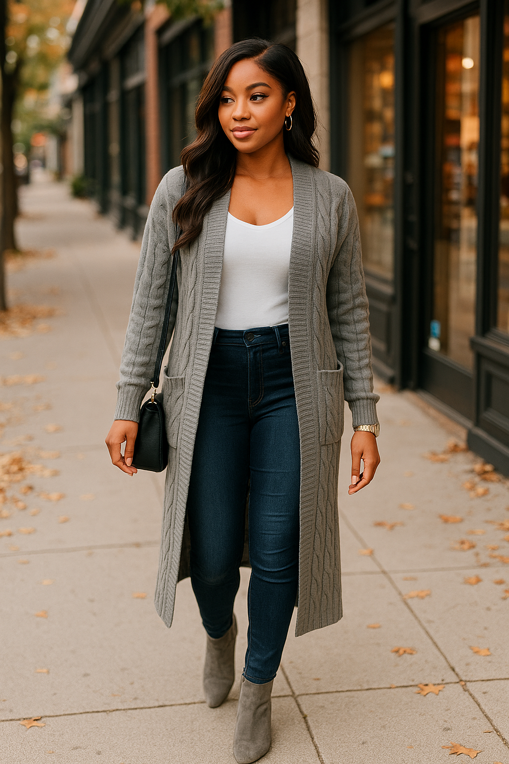 Cable Sweater Long Cardigan