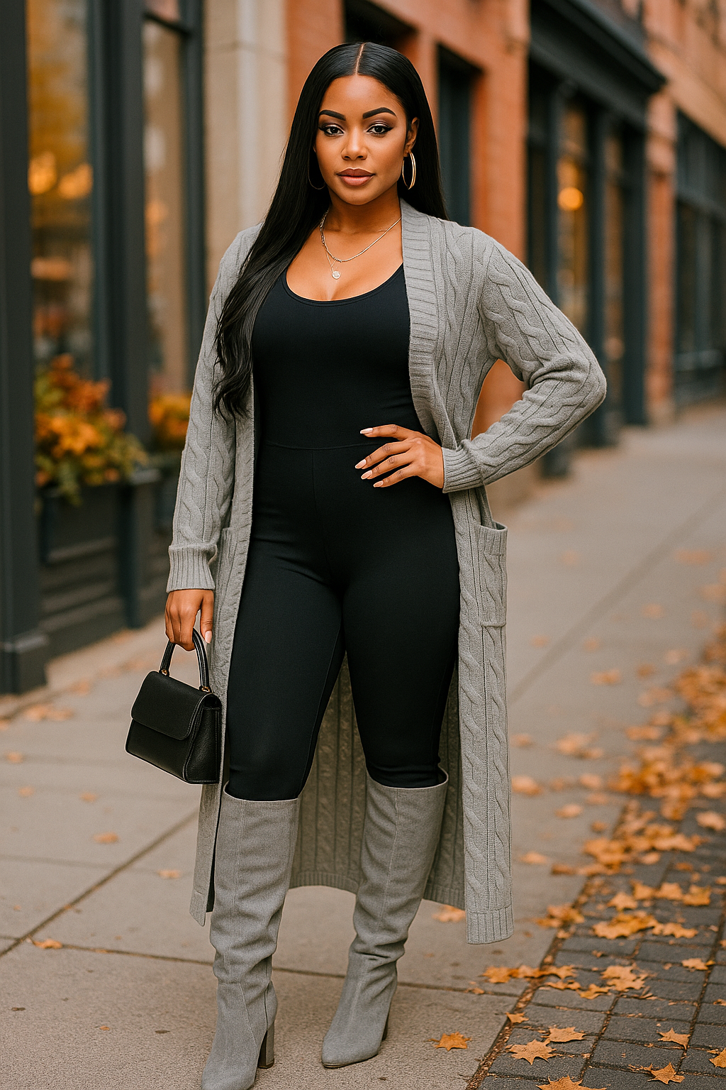 Cable Sweater Long Cardigan