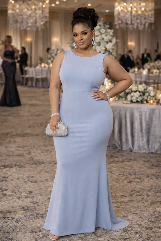 Ruffle Drapped Tail Plus Size Maxi Dress