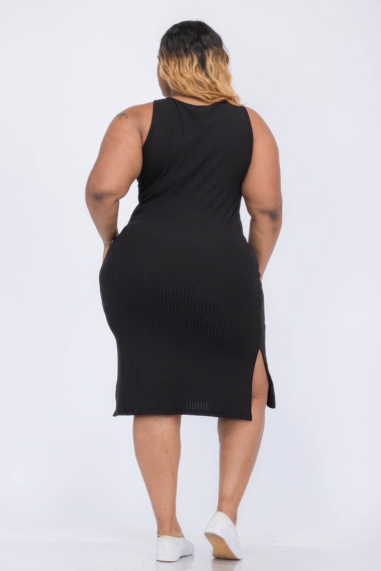 ribbed midi dress plus size Plus Size Ribbed Knit Button Front Midi Dress