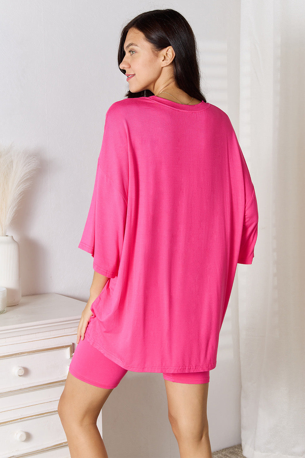 Basic Bae Full Size Three-Quarter Sleeve Top and Shorts Set