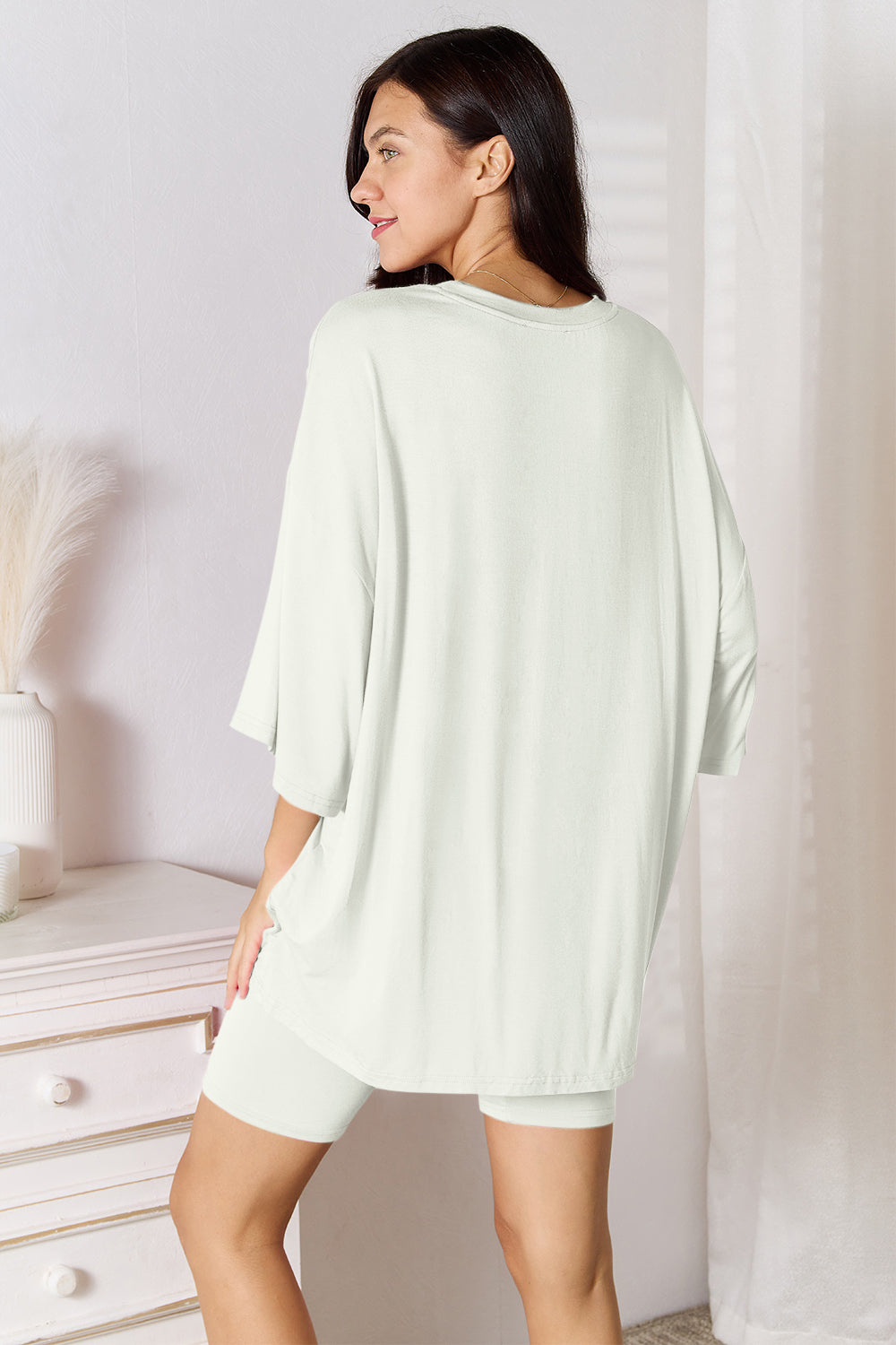 Basic Bae Full Size Three-Quarter Sleeve Top and Shorts Set