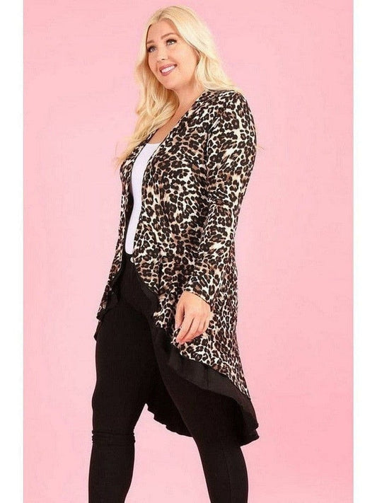 Plus Size Leopard Print Hi Low Cardigan animal print, Cardigan, NEW ARRIVALS, PLUS, PLUS SIZE, PLUS SIZE OUTERWEAR Style Your Curves