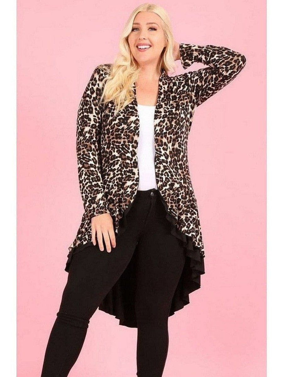 Plus Size Leopard Print Hi Low Cardigan animal print, Cardigan, NEW ARRIVALS, PLUS, PLUS SIZE, PLUS SIZE OUTERWEAR Style Your Curves
