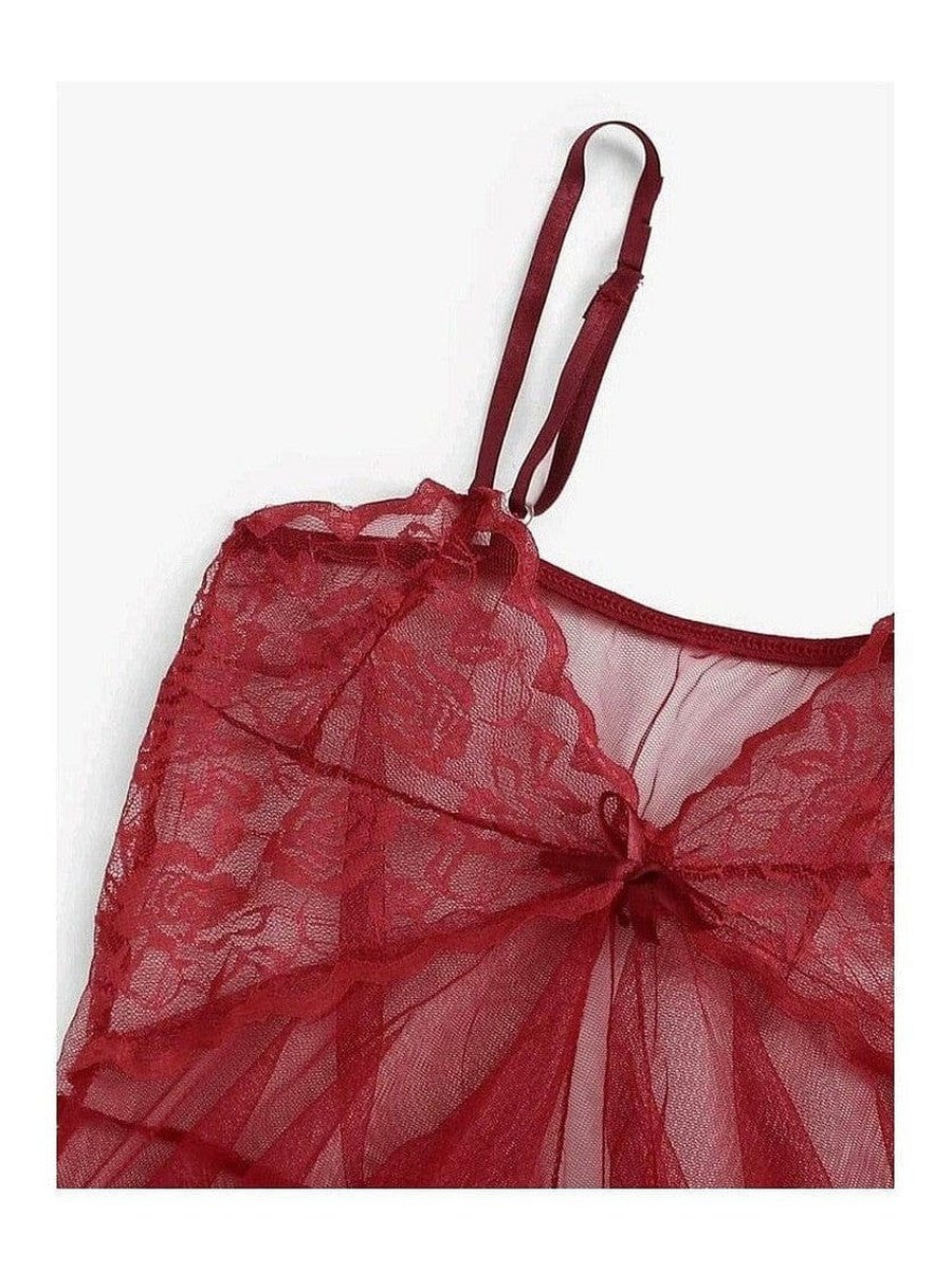 Plus Size Asymmetrical Hem Sheer Mesh Dress With Thong NEW ARRIVALS, PLUS, plus lingerie, PLUS SIZE SETS, Plus Sizes, SALE Style Your Curves