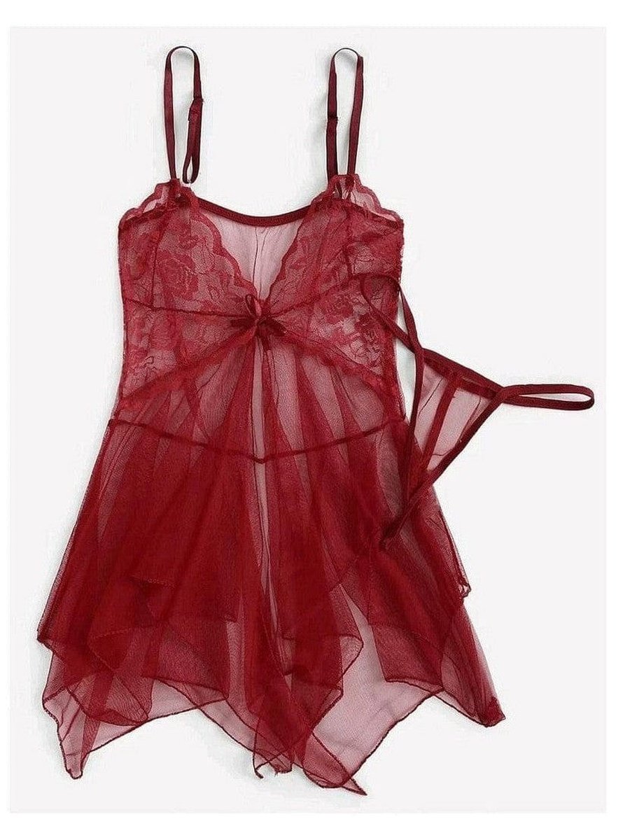 Plus Size Asymmetrical Hem Sheer Mesh Dress With Thong | NEW ARRIVALS, PLUS, plus lingerie, PLUS SIZE SETS, Plus Sizes, SALE | Style Your Curves