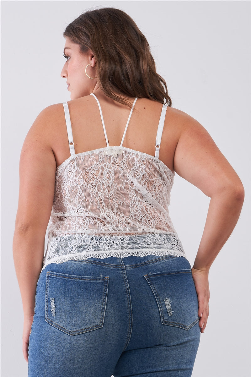 Plus Size Sleeveless Sheer Lace Halter Neck Detail Bustier Top | Dusty Rose, SALE, SALE PLUS SIZE, White | Style Your Curves