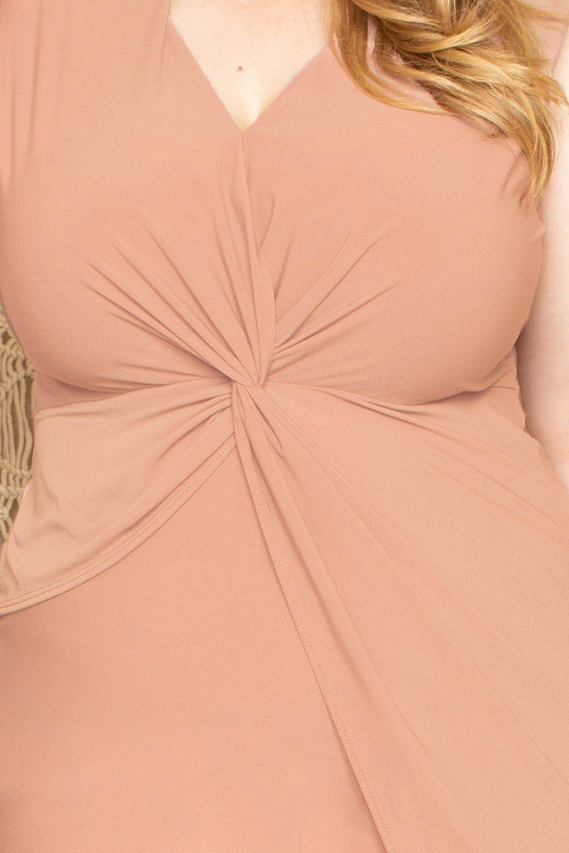Twist Waist Plus Size Mini Dress | MADE IN USA, Mauve, PLUS SIZE, PLUS SIZE DRESSES, SALE, SALE PLUS SIZE | Style Your Curves