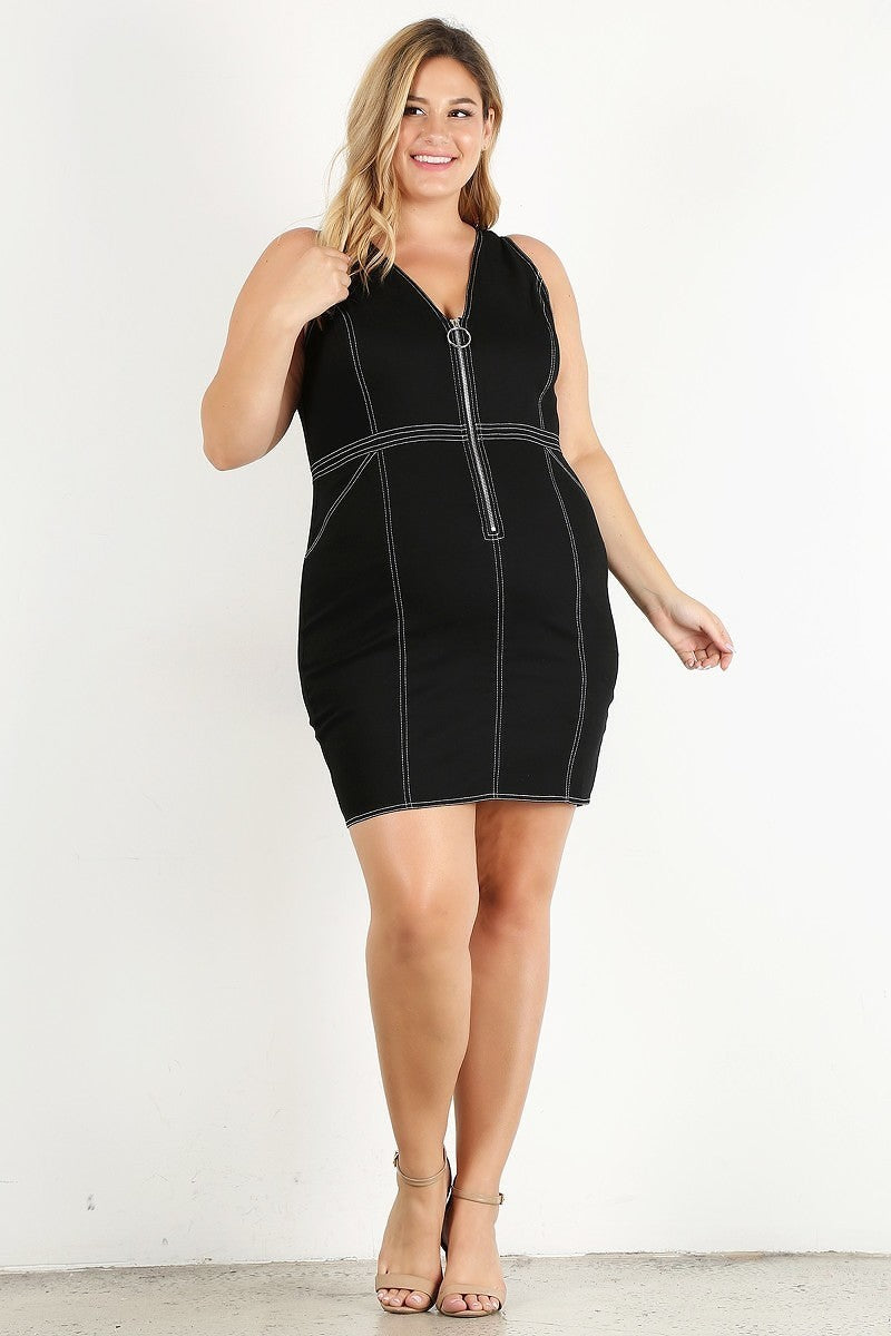 Plus Solid Bodycon Mini Dress | Black, PLUS SIZE, PLUS SIZE DRESSES, SALE, SALE PLUS SIZE | Style Your Curves