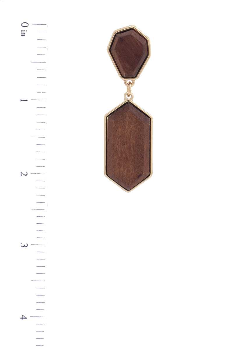 Geometric Wood Post Drop Earring | Brown, EARRINGS, JEWELRY, Natural, SALE, SALE JEWELRY | Style Your Curves
