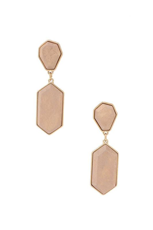 Geometric Wood Post Drop Earring | Brown, EARRINGS, JEWELRY, Natural, SALE, SALE JEWELRY | Style Your Curves