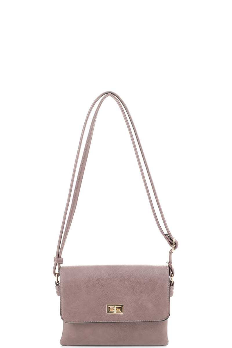 Smooth Colored Crossbody Bag | ACCESSORIES, Brown, Grey, HANDBAGS, Lavender, Pewter, Red, SALE, SALE ACCESSORIES, Taupe | Style Your Curves